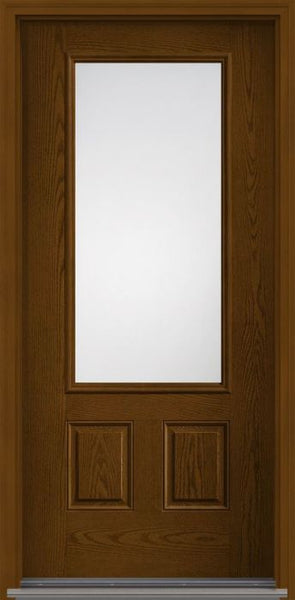 WDMA 34x80 Door (2ft10in by 6ft8in) French Oak Clear 3/4 Lite 2 Panel Fiberglass Single Exterior Door 1
