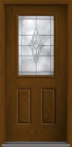 WDMA 34x80 Door (2ft10in by 6ft8in) Exterior Oak Wellesley Half Lite 2 Panel Fiberglass Single Door 1