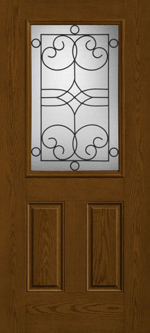WDMA 34x80 Door (2ft10in by 6ft8in) Exterior Oak Salinas Half Lite 2 Panel Fiberglass Single Door 1