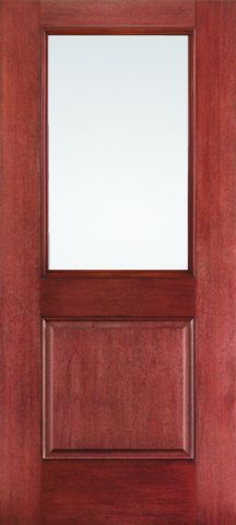 WDMA 34x80 Door (2ft10in by 6ft8in) Exterior Mahogany Fiberglass Impact Door 1/2 Lite 1 Panel Clear 6ft8in 1