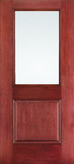 WDMA 34x80 Door (2ft10in by 6ft8in) Exterior Mahogany Fiberglass Impact Door 1/2 Lite 1 Panel Clear 6ft8in 1