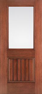 WDMA 34x80 Door (2ft10in by 6ft8in) Exterior Mahogany Fiberglass Impact Door 1/2 Lite 1 Panel Plank Clear 6ft8in 1