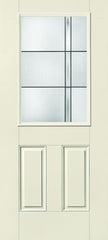 WDMA 34x80 Door (2ft10in by 6ft8in) Exterior Smooth Fiberglass Impact Door 1/2 Lite 2 Panel Axis 6ft8in 1