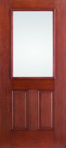 WDMA 34x80 Door (2ft10in by 6ft8in) Exterior Mahogany Fiberglass Impact Door 1/2 Lite 2 Panel Clear Low-E 6ft8in 1
