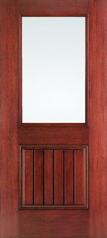WDMA 34x80 Door (2ft10in by 6ft8in) Exterior Mahogany Fiberglass Impact Door 1/2 Lite 1 Panel Plank Clear Low-E 6ft8in 1
