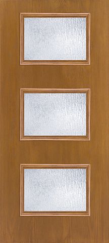 WDMA 34x80 Door (2ft10in by 6ft8in) Exterior Oak Fiberglass Door Ari 3-Lite Rainglass 6ft8ftft 2