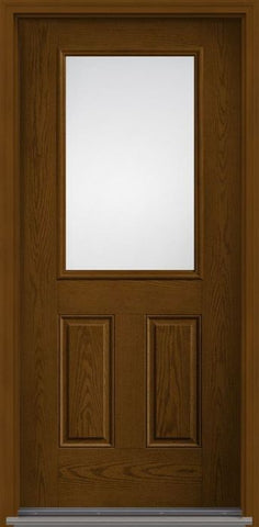 WDMA 34x80 Door (2ft10in by 6ft8in) Exterior Oak Low-E Half Lite 2 Panel Fiberglass Single Door HVHZ Impact 1