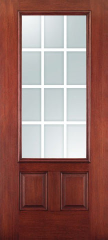 WDMA 34x80 Door (2ft10in by 6ft8in) Exterior Mahogany Fiberglass Impact Door 12 Lite 2 Panel GBG 6ft8in 2