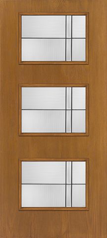 WDMA 34x80 Door (2ft10in by 6ft8in) Exterior Oak Fiberglass Door Ari 3-Lite Axis 6ft8in 2