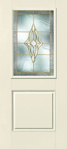 WDMA 34x80 Door (2ft10in by 6ft8in) Exterior Smooth Fiberglass Impact Door 1/2 Lite 1 Panel Plank Wellesley 6ft8in 1