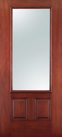 WDMA 34x80 Door (2ft10in by 6ft8in) French Mahogany Fiberglass Impact HVHZ Door 3/4 Lite 2 Panel Clear 6ft8in 1