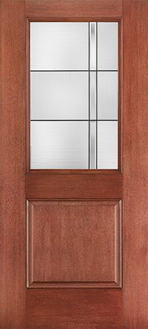 WDMA 34x80 Door (2ft10in by 6ft8in) Exterior Mahogany Fiberglass Impact Door 1/2 Lite 1 Panel Axis 6ft8in 1