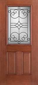 WDMA 34x80 Door (2ft10in by 6ft8in) Exterior Mahogany Fiberglass Impact Door 1/2 Lite 2 Panel Salinas 6ft8in 1