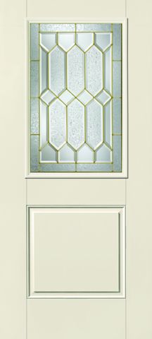 WDMA 34x80 Door (2ft10in by 6ft8in) Exterior Smooth Fiberglass Impact Door 1/2 Lite 1 Panel Plank Crystalline 6ft8in 1