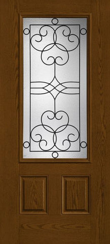 WDMA 34x80 Door (2ft10in by 6ft8in) Exterior Oak Salinas Half Lite 2 Panel Fiberglass Single Door 1