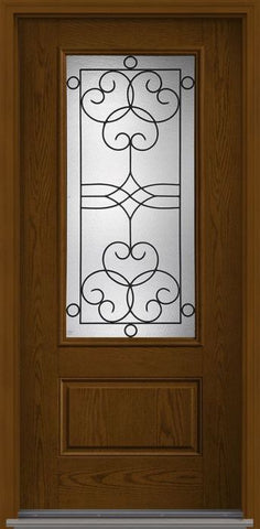 WDMA 34x80 Door (2ft10in by 6ft8in) Exterior Oak Salinas 3/4 Lite 1 Panel Fiberglass Single Door 1