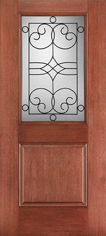 WDMA 34x80 Door (2ft10in by 6ft8in) Exterior Mahogany Fiberglass Impact Door 1/2 Lite 1 Panel Salinas 6ft8in 1