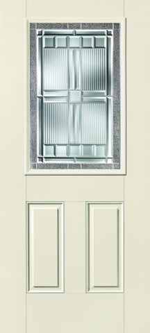WDMA 34x80 Door (2ft10in by 6ft8in) Exterior Smooth Fiberglass Impact Door 1/2 Lite 2 Panel Saratoga 6ft8in 1