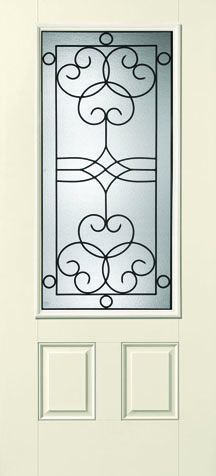 WDMA 34x80 Door (2ft10in by 6ft8in) Exterior Smooth Fiberglass Impact Door 3/4 Lite 2 Panel Salinas 6ft8in 1