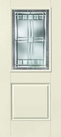 WDMA 34x80 Door (2ft10in by 6ft8in) Exterior Smooth Fiberglass Impact Door 1/2 Lite 1 Panel Plank Saratoga 6ft8in 1