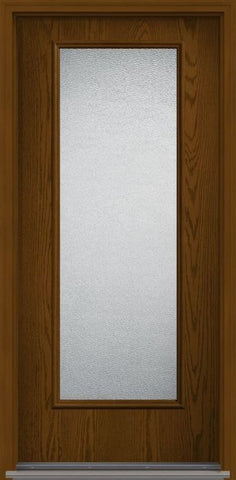 WDMA 34x80 Door (2ft10in by 6ft8in) Exterior Oak Granite Full Lite Flush Fiberglass Single Door 1
