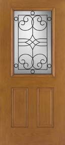 WDMA 34x80 Door (2ft10in by 6ft8in) Exterior Oak Fiberglass Impact Door 1/2 Lite Salinas 6ft8in 1