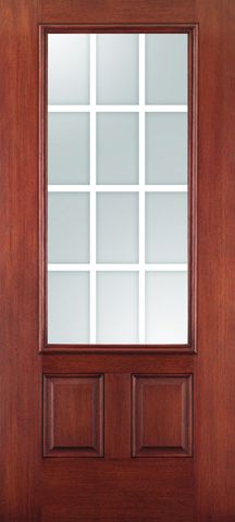 WDMA 34x80 Door (2ft10in by 6ft8in) Patio Mahogany Fiberglass Impact French Door 12 Lite 2 Panel GBG Low-E 6ft8in 1