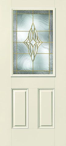 WDMA 34x80 Door (2ft10in by 6ft8in) Exterior Smooth Fiberglass Impact HVHZ Door 1/2 Lite 2 Panel Wellesley 6ft8in 1