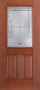 WDMA 34x80 Door (2ft10in by 6ft8in) Exterior Mahogany Fiberglass Impact Door 1/2 Lite 2 Panel Kensington 6ft8in 1