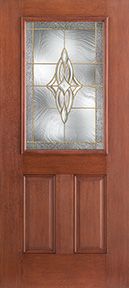 WDMA 34x80 Door (2ft10in by 6ft8in) Exterior Mahogany Fiberglass Impact Door 1/2 Lite 2 Panel Wellesley 6ft8in 1