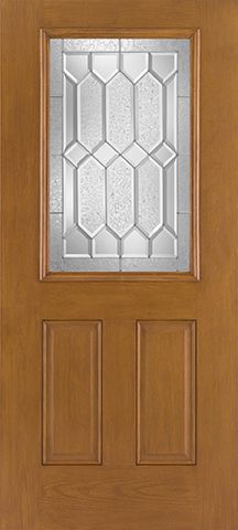 WDMA 34x80 Door (2ft10in by 6ft8in) Exterior Oak Fiberglass Impact Door 1/2 Lite 6ft8in Crystalline 2