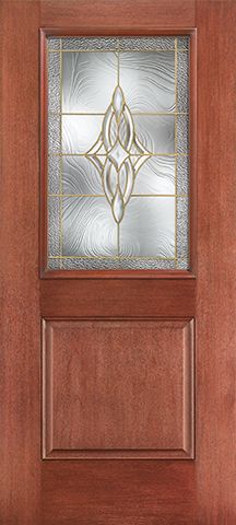 WDMA 34x80 Door (2ft10in by 6ft8in) Exterior Mahogany Fiberglass Impact Door 1/2 Lite 1 Panel Wellesley 6ft8in 1