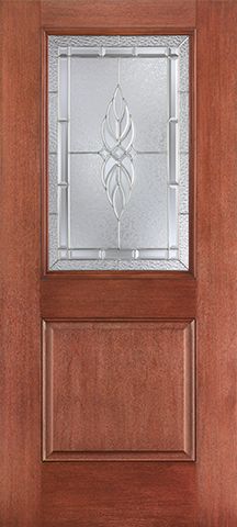 WDMA 34x80 Door (2ft10in by 6ft8in) Exterior Mahogany Fiberglass Impact Door 1/2 Lite 1 Panel Kensington 6ft8in 1
