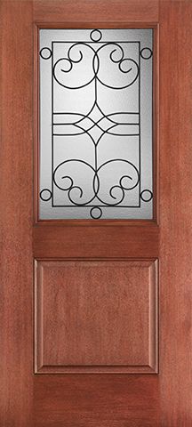WDMA 34x80 Door (2ft10in by 6ft8in) Exterior Mahogany Fiberglass Impact HVHZ Door 1/2 Lite 1 Panel Salinas 6ft8in 1