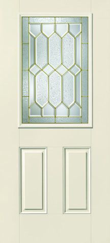 WDMA 34x80 Door (2ft10in by 6ft8in) Exterior Smooth Fiberglass HVHZ Door 1/2 Lite 1 Panel Crystalline 6ft8in 1