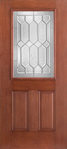 WDMA 34x80 Door (2ft10in by 6ft8in) Exterior Mahogany Fiberglass Impact Door 1/2 Lite 2 Panel Crystalline 6ft8in 1