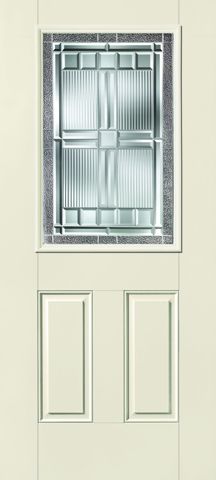 WDMA 34x80 Door (2ft10in by 6ft8in) Exterior Smooth Fiberglass Impact HVHZ Door 1/2 Lite 2 Panel Saratoga 6ft8in 1