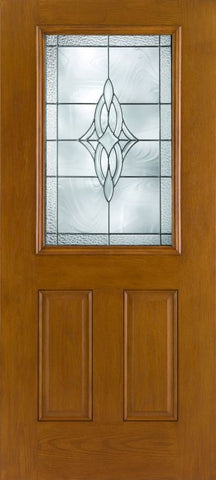 WDMA 34x80 Door (2ft10in by 6ft8in) Exterior Oak Fiberglass Impact Door 1/2 Lite Wellesley 6ft8in 1