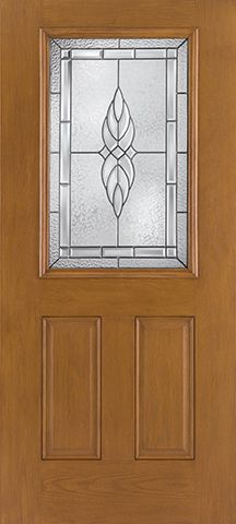 WDMA 34x80 Door (2ft10in by 6ft8in) Exterior Oak Fiberglass Impact Door 1/2 Lite Kensington 6ft8in 2