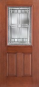 WDMA 34x80 Door (2ft10in by 6ft8in) Exterior Mahogany Fiberglass Impact Door 1/2 Lite 2 Panel Saratoga 6ft8in 1