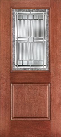 WDMA 34x80 Door (2ft10in by 6ft8in) Exterior Mahogany Fiberglass Impact Door 1/2 Lite 1 Panel Saratoga 6ft8in 1