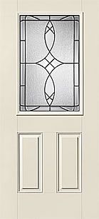 WDMA 34x80 Door (2ft10in by 6ft8in) Exterior Smooth Fiberglass Impact Door 1/2 Lite 2 Panel Blackstone 6ft8in 1