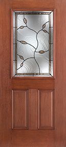WDMA 34x80 Door (2ft10in by 6ft8in) Exterior Mahogany Fiberglass Impact Door 1/2 Lite 2 Panel Avonlea 6ft8in 1