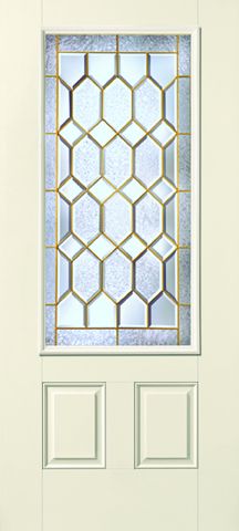 WDMA 34x80 Door (2ft10in by 6ft8in) Exterior Smooth Fiberglass Impact Door 3/4 Lite 2 Panel Crystalline 6ft8in 1