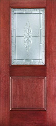 WDMA 34x80 Door (2ft10in by 6ft8in) Exterior Mahogany Fiberglass Impact HVHZ Door 1/2 Lite 1 Panel Kensington 6ft8in 1