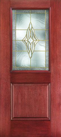 WDMA 34x80 Door (2ft10in by 6ft8in) Exterior Mahogany Fiberglass Impact HVHZ Door 1/2 Lite 1 Panel Wellesley 6ft8in 1