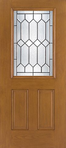 WDMA 34x80 Door (2ft10in by 6ft8in) Exterior Oak Fiberglass Impact Door 1/2 Lite Crystalline 6ft8in 2