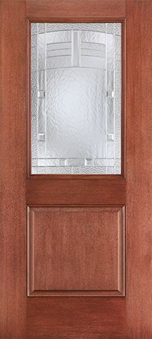 WDMA 34x80 Door (2ft10in by 6ft8in) Exterior Mahogany Fiberglass Impact Door 1/2 Lite 1 Panel Maple Park 6ft8in 1