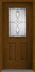 WDMA 34x80 Door (2ft10in by 6ft8in) Exterior Oak Blackstone Half Lite 2 Panel Fiberglass Single Door 1