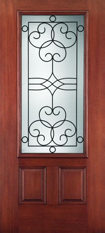 WDMA 34x80 Door (2ft10in by 6ft8in) Exterior Mahogany Fiberglass Impact HVHZ Door 3/4 Lite 2 Panel Salinas 6ft8in 1